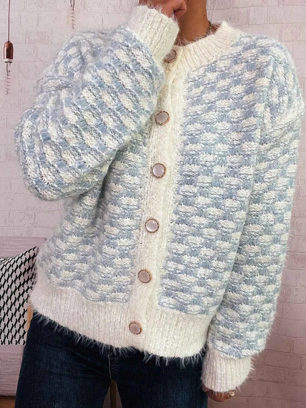 Fluffy Textured Button-Up Cardigan 59b457b6eacf4ea89ed0c71fbd4daae1-Max-Origin