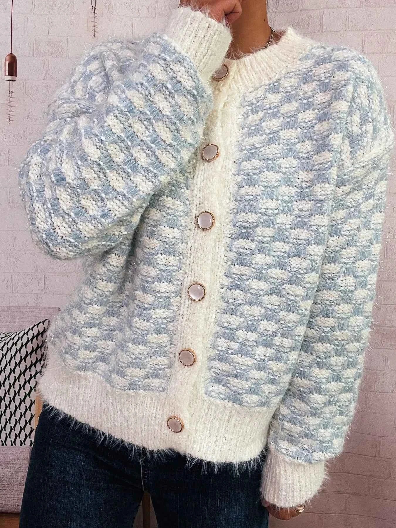 Fluffy Textured Button-Up Cardigan 59b457b6eacf4ea89ed0c71fbd4daae1-Max-Origin