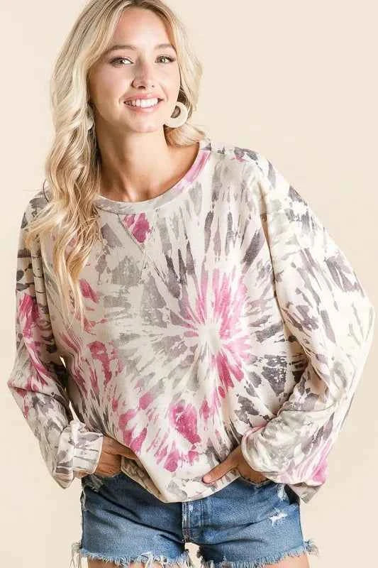 Tie Dye Print Terry Pull Over MAGENTA MULTI 59b52023a6fa481f86228824e5c726b7-Max-Origin