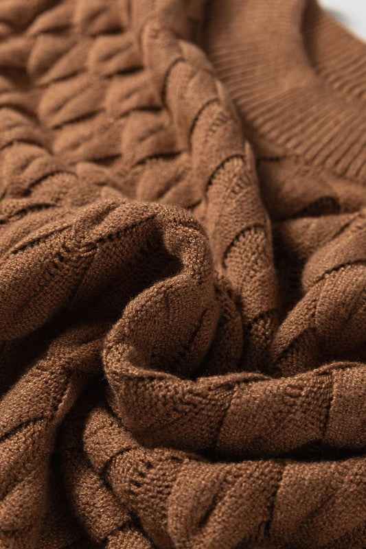 Fish Scale Textured Knit Short Sleeve Sweater 59b6f823-f781-4dd4-9f77-179978d53629