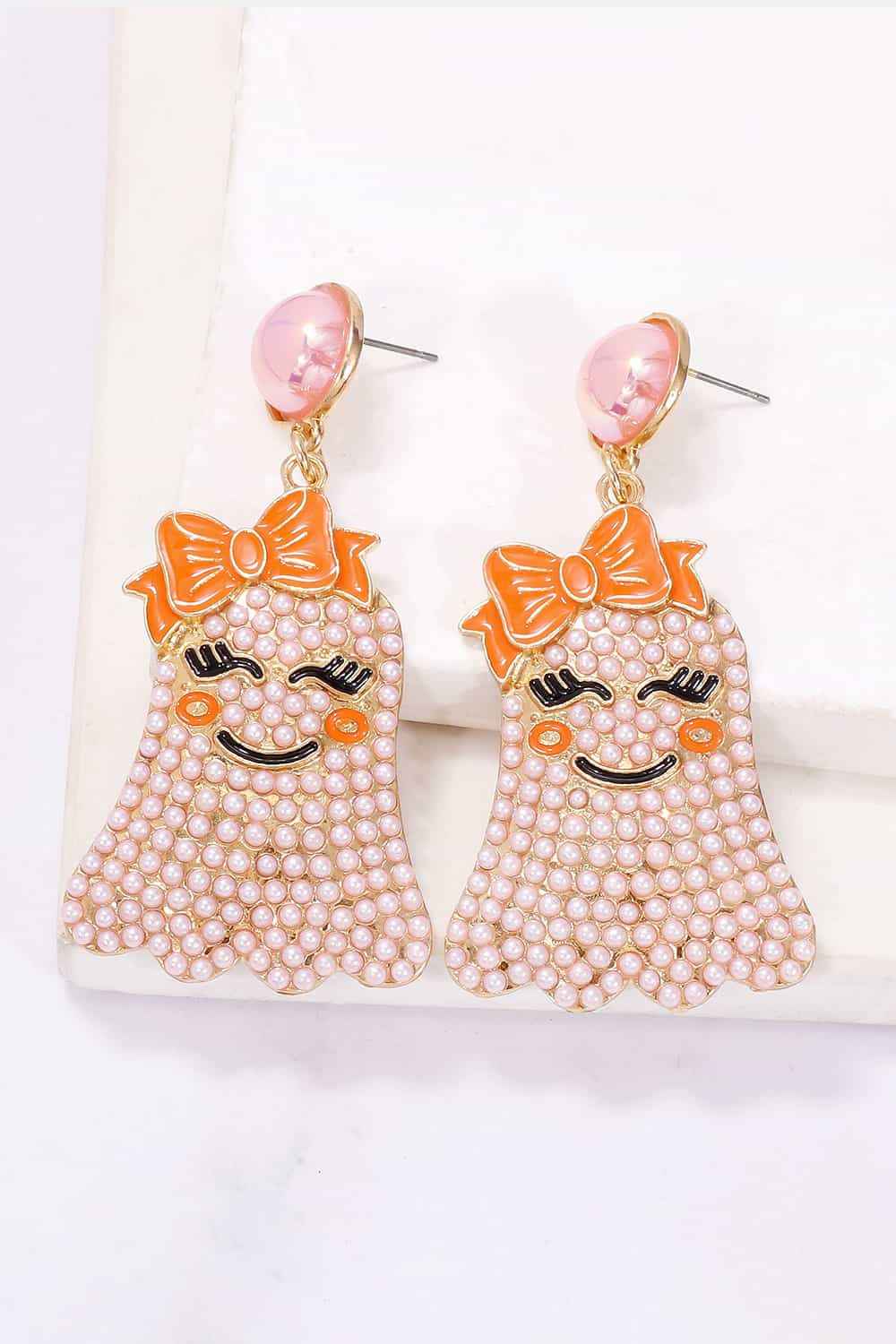 Smiling Ghost Shape Synthetic Pearl Earrings 59b86560a13e451c9732980b05e3491f-Max