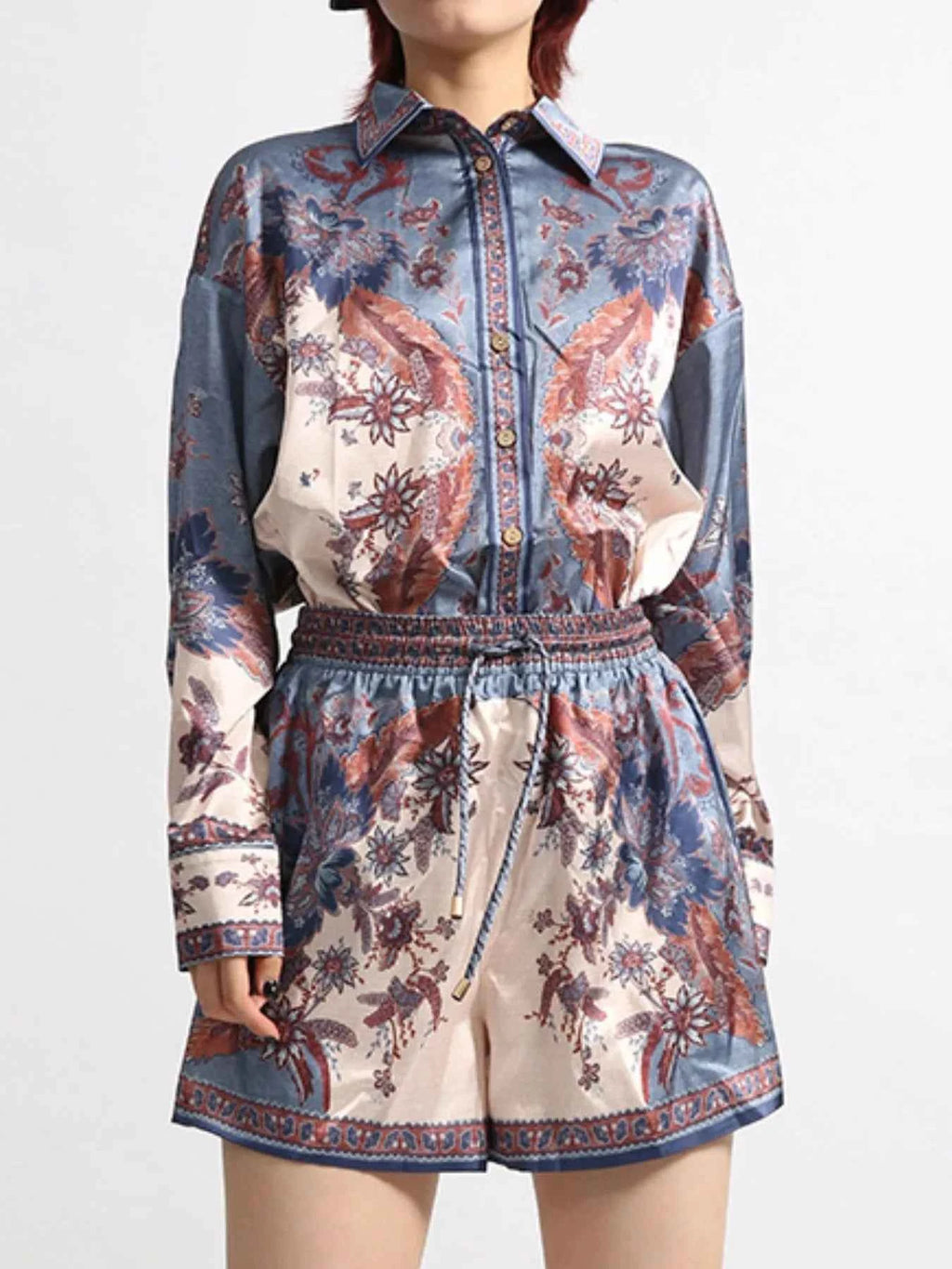 Printed Button Front Long Sleeve Shirt and Shorts Set 59b9586e-d85f-424b-aa73-6fa64ad42c17-Max-Origin