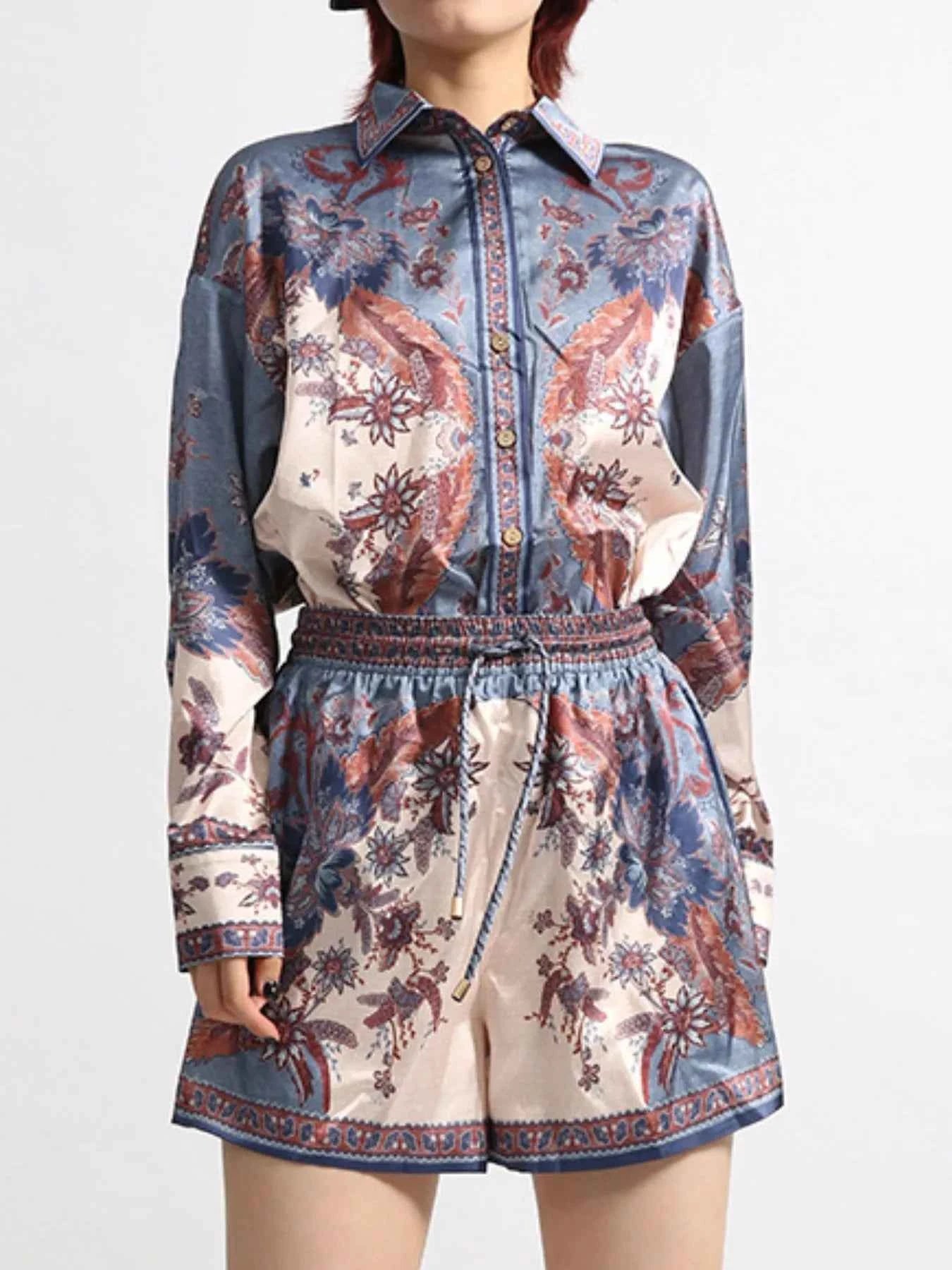 Printed Button Front Long Sleeve Shirt and Shorts Set 59b9586e-d85f-424b-aa73-6fa64ad42c17-Max-Origin