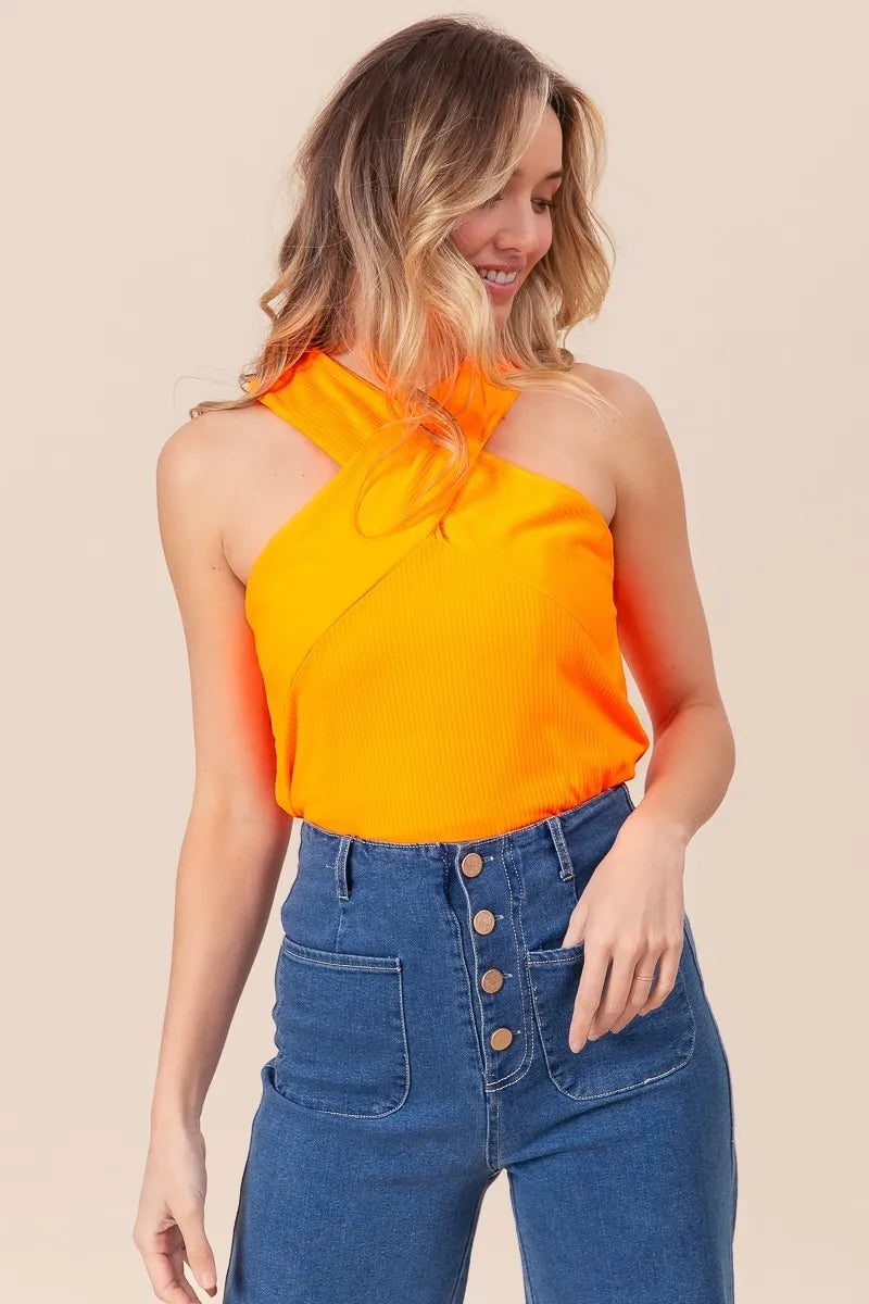 BiBi Rib Knit Cross Neck Banded Top 59c6b856a0c1431ba1038ce760b8e1fc-Max-Origin