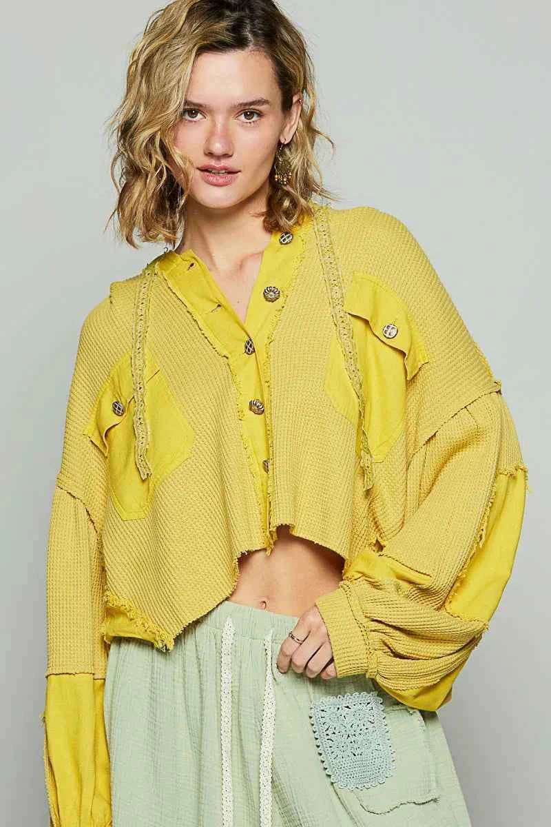 POL Raw Hem Cropped Hooded Jacket Yellow 59c85245-bb10-43c2-852b-e06bcca96c5a-Max-Origin
