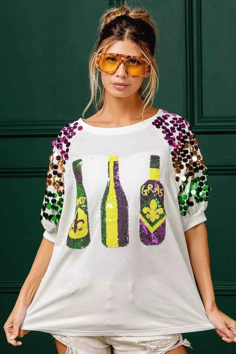 BiBi Sequin Mardi Gras Bottles Spangled Sleeve Top 59c9047338134ad793d899648dc6e7db-Max-Origin