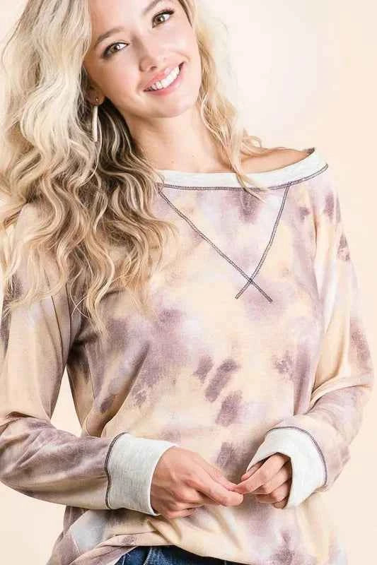 BiBi Tie Dye Terry Pull Over With Contrast Stitching 59c9312c063d4230acc2fc0aa0cc4fbd-Max-Origin