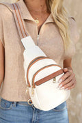 White Casual PU Multi Zipped Street Sling Bag White ONE SIZE 95%PU+5%Alloy 59d710da306aa867