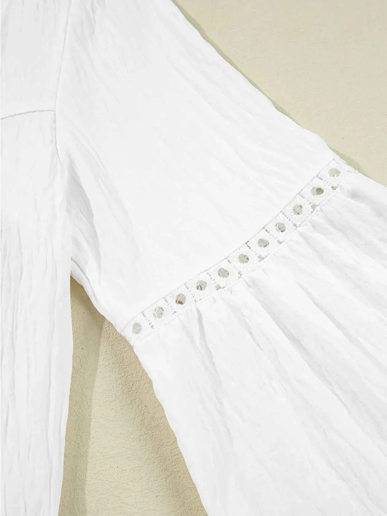 Drawstring Puff Sleeve Tie Neck Blouse 59dfb877a4ff43ecb0a3157f8dfaca45-Max-Origin