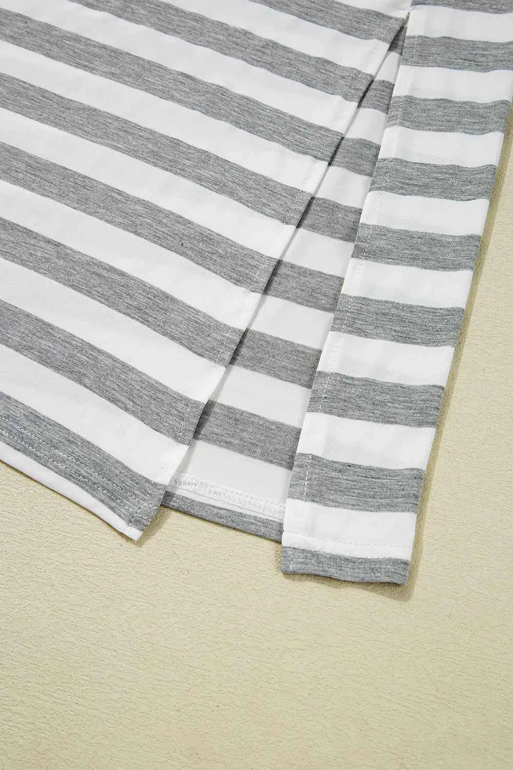 Casual Striped V-Neck Midi T-Shirt Dress 59e0b249-277a-4d8b-9988-a73d8f71d055-Max