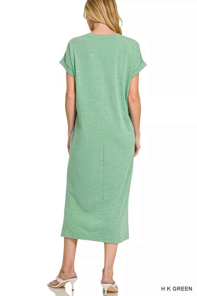 Zenana Round Neck Short Sleeve Midi Dress 59e6f874aa7444bdbe99f7016e277e0f-Max-Origin