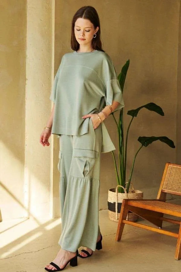 Davi & Dani Drawstring Ruched Detail Wide Leg Pants 59ea1488-a944-433e-9baf-fb3cecce43ff-Max
