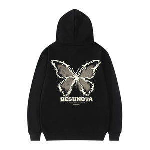 Butterfly Print Hooded Sweatshirt 5CAF43C3795E0AF85BCB1EA82ADD2A36