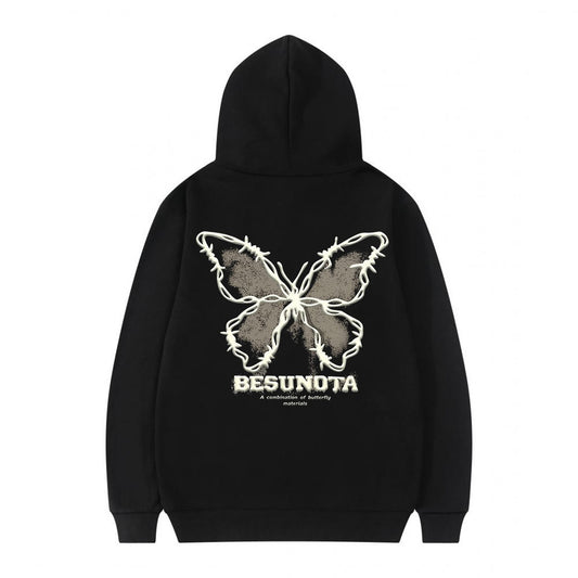 Butterfly Print Hooded Sweatshirt
