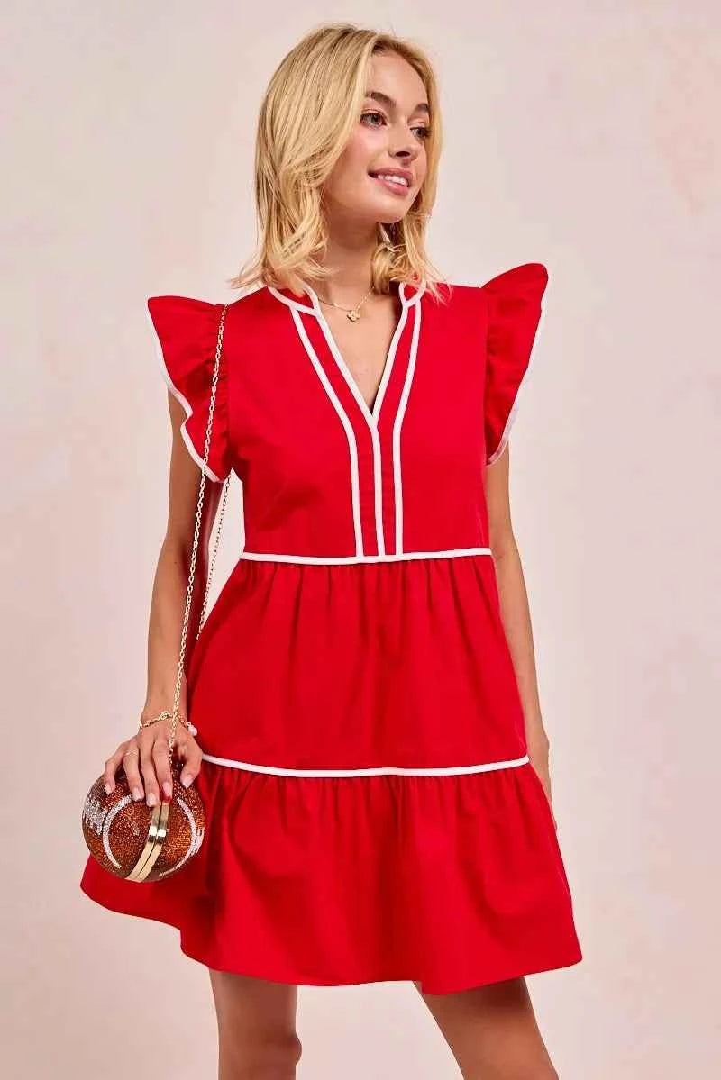 BiBi Gameday Theme Contrast Binding Ruffled Dress 5a041d56c53f4d4fae7b2e564d248672-Max-Origin