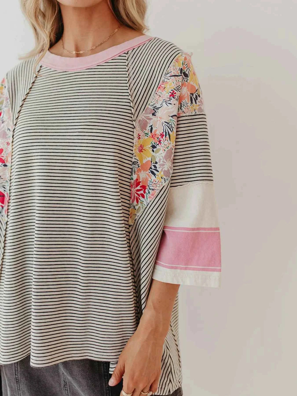 Striped Floral Long Sleeve T-Shirt 5a0f5b26-849c-43bc-ba56-60f29e1b8ed0-Max-Origin