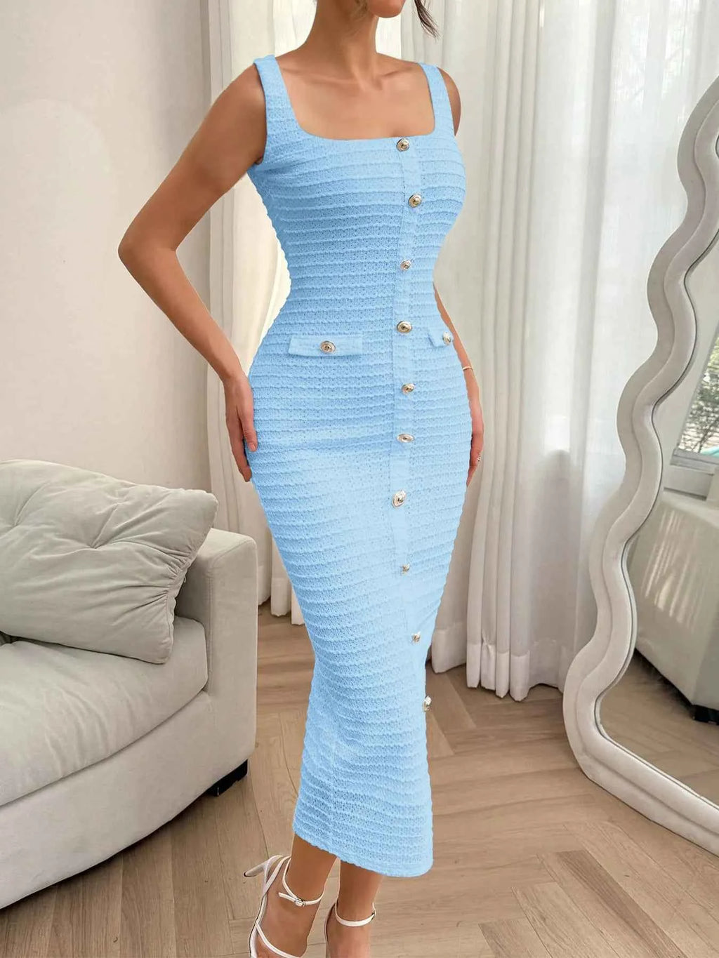 Slit Square Neck Sleeveless Midi Dress 5a143cd070144f109161bf3106eb4391-Max-Origin