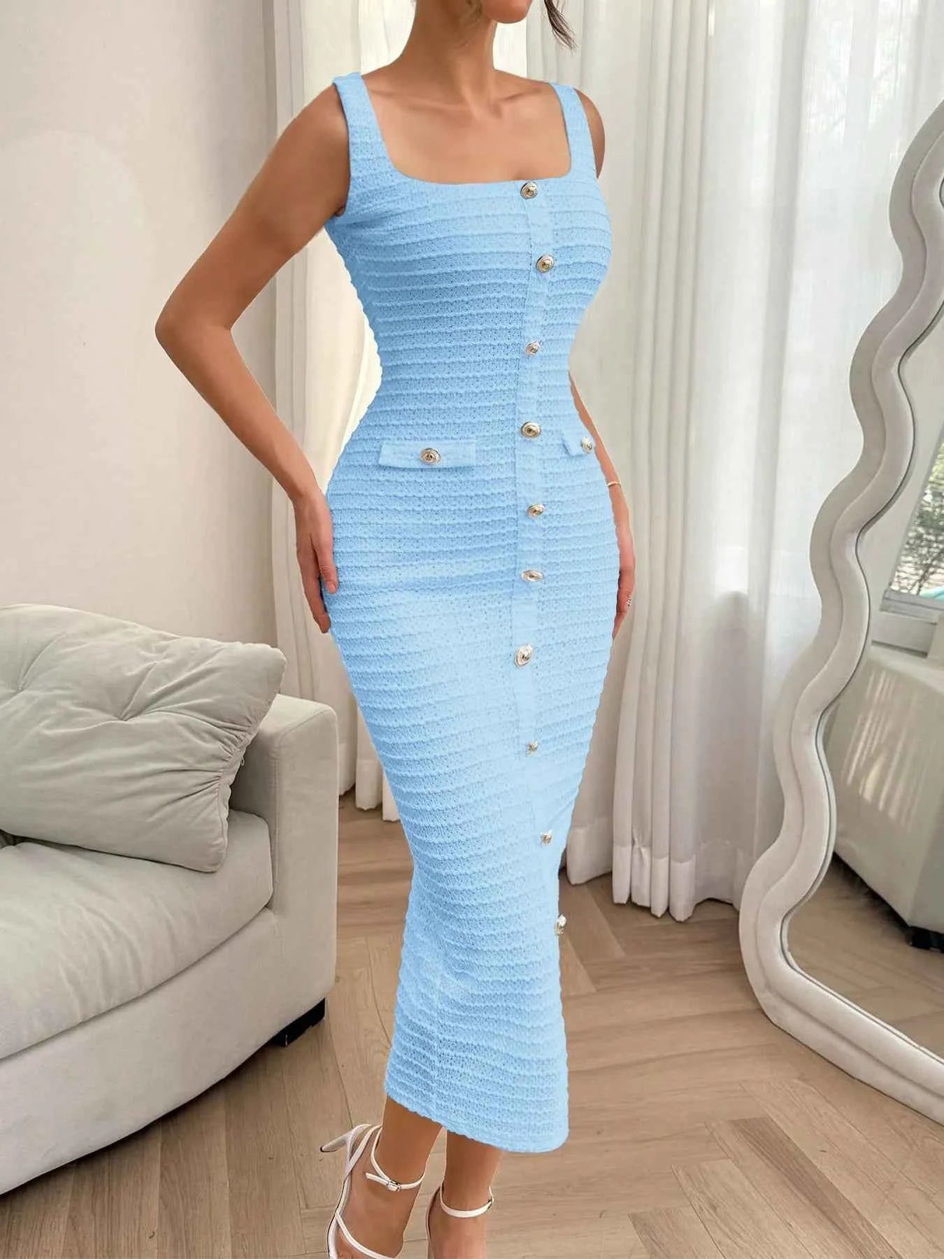 Slit Square Neck Sleeveless Midi Dress 5a143cd070144f109161bf3106eb4391-Max-Origin