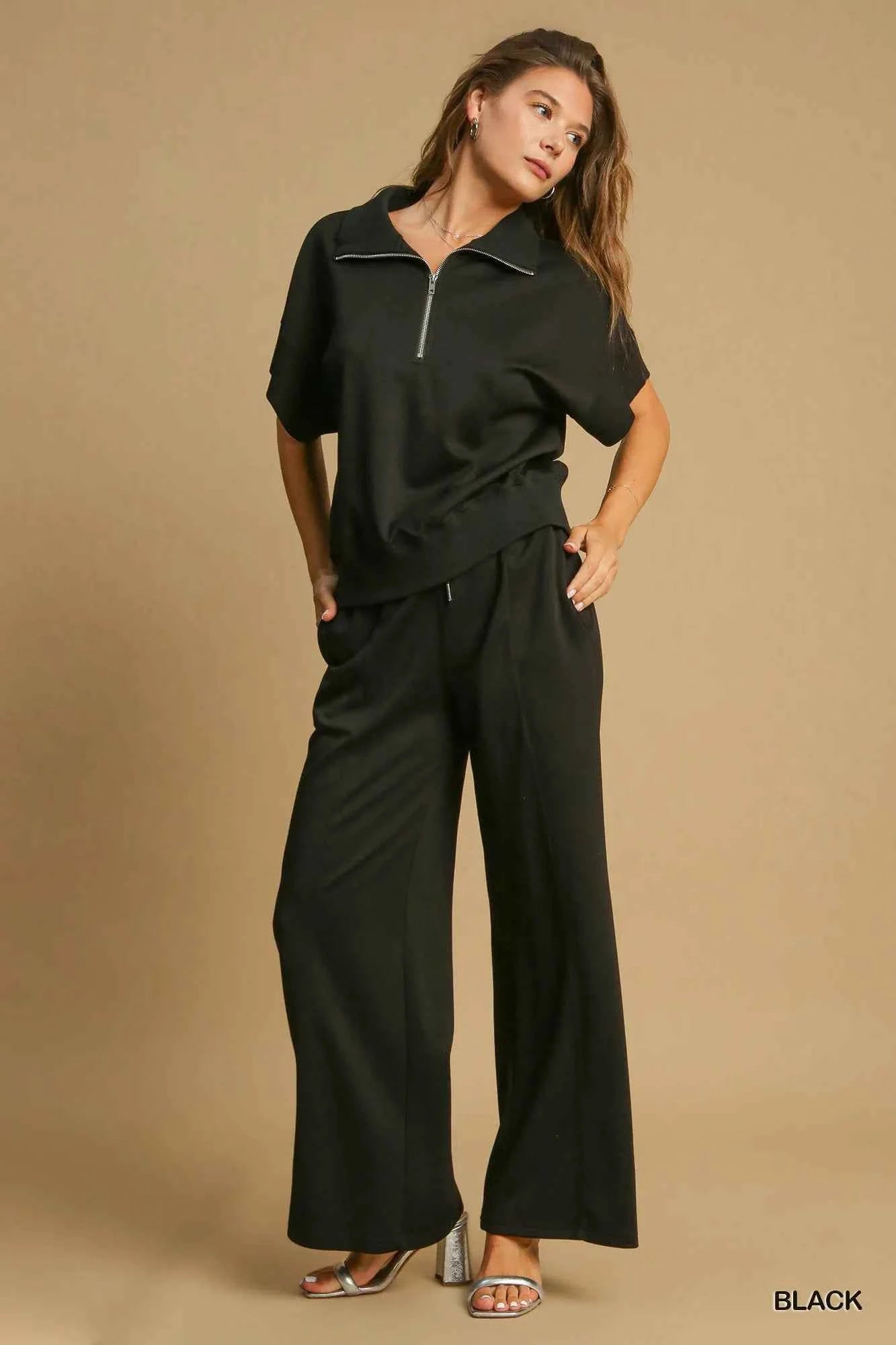 Umgee Full Size Half-Zip Short Sleeve Top Plus Size 5a225814-e036-4954-896b-0aa8c1f36ae2-Max-Origin