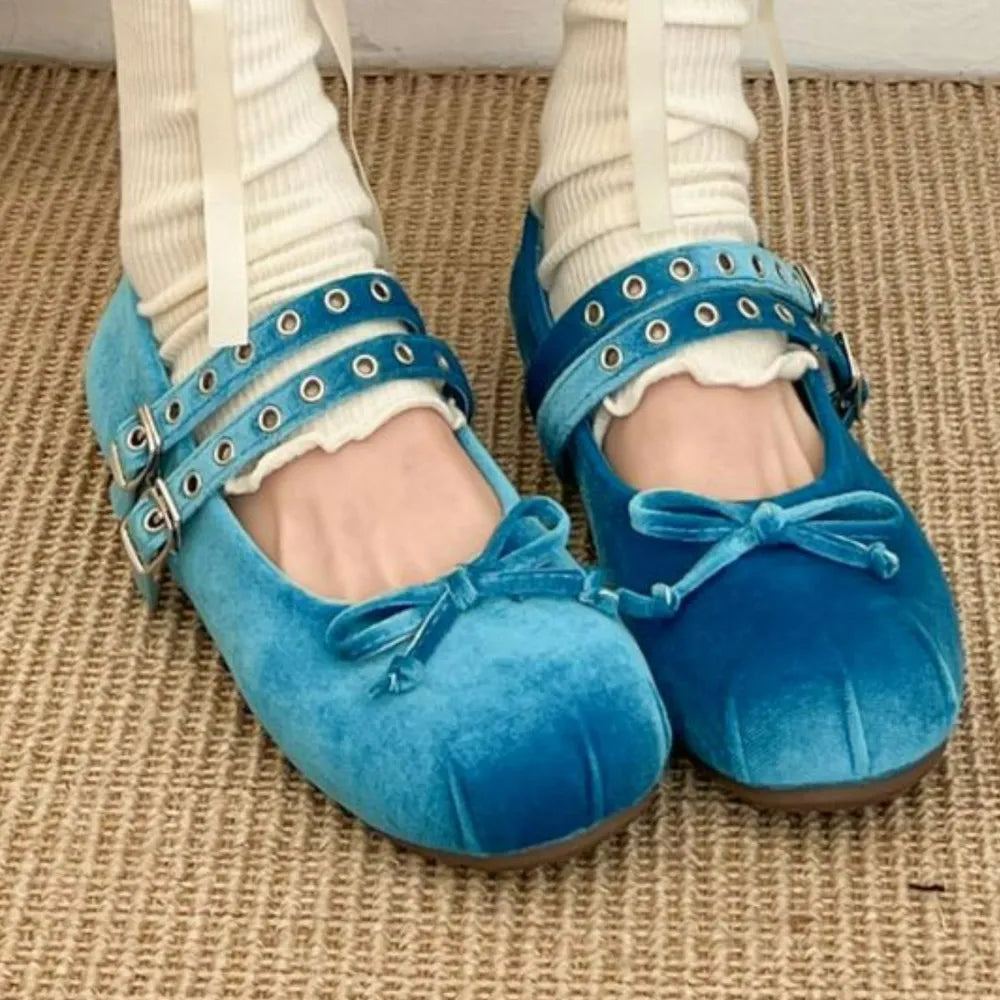 Round Toe Flats Slip-Ons Blue 5a2ba8a5-4638-46ed-b2dd-579300b396a2-Max