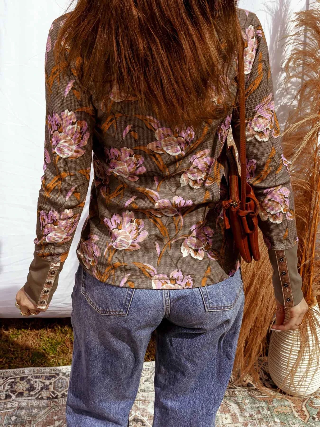 Floral Print Waffle Textured Long Sleeve Top 5a318fa9b8f14ebf80d1fbc3d3fb514d-Max-Origin