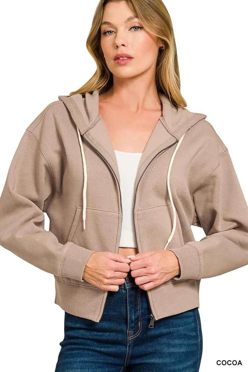 Zenana Fleece Cropped Zip-up Hoodie with Pockets 5a33fdbcb3524fccb88bb794789148bf-Max-Origin