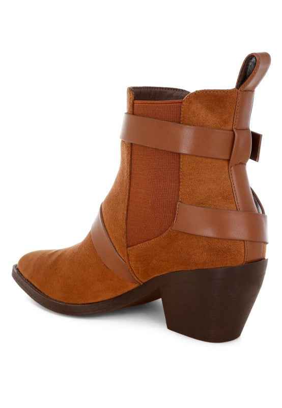 Raveta Microfiber Buckle Strap Western Boots 5a36f945-40a6-4b09-98cb-868fa55263f3