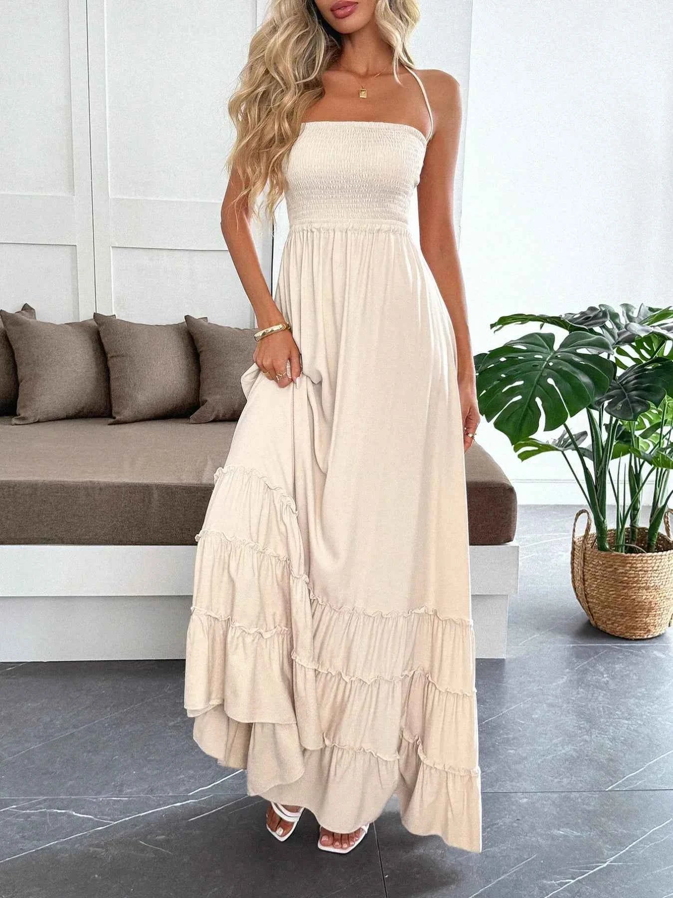 Halter Neck Tiered Maxi Dress 5a3d0864-86c7-458a-8dbf-76513a3facac-Max-Origin