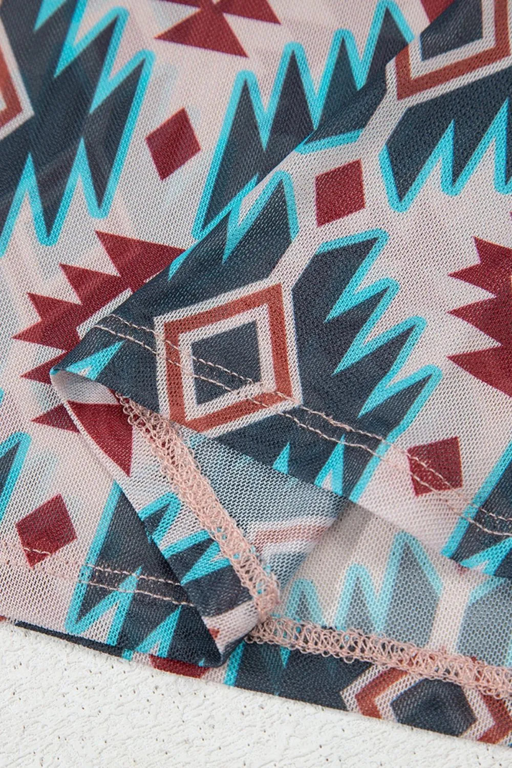 Western Aztec Print Mesh Slim T Shirt 5a43960c-ca9b-49d5-8c42-b4f1ee90367a-Max-Origin