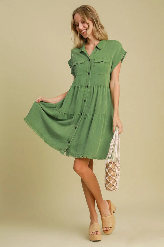 Full Size Frayed Hemline Button Down Shirt Dress Plus Size 5a454b43-5602-4969-9727-8226e50ada8d-Max