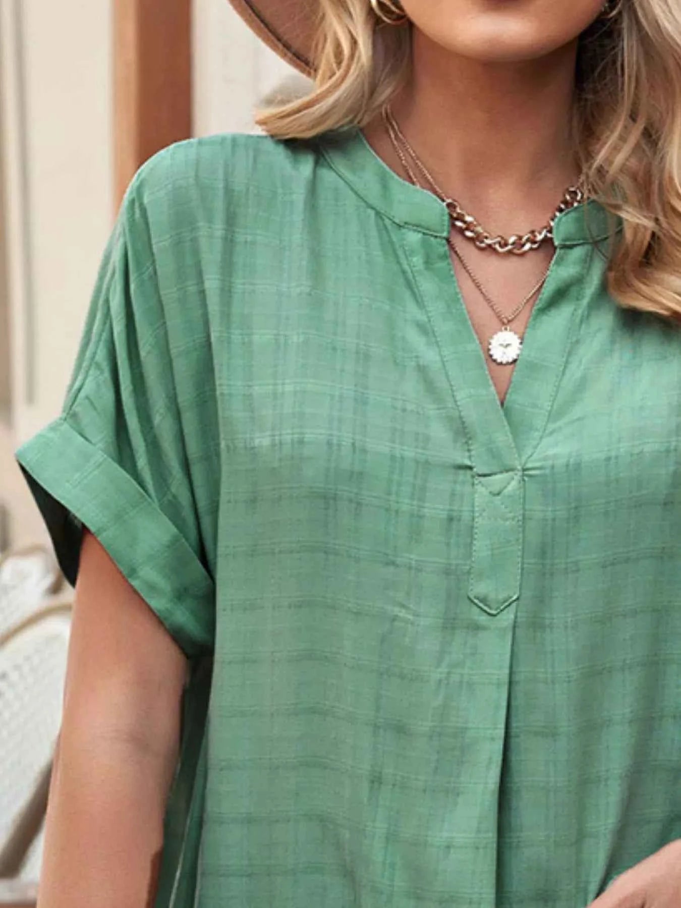 Notched Short Sleeve Blouse 5a52d277-10e2-40f2-a185-945282e2f03c-Max-Origin