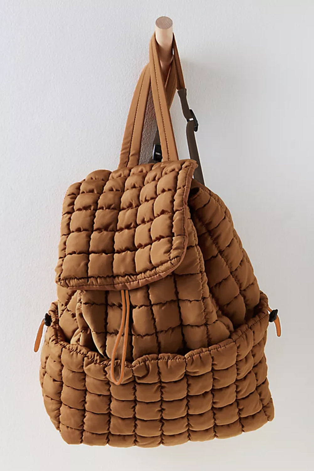Pink Solid Flapped Quilted Puffer Backpack 5a5d3d42d8155cfd