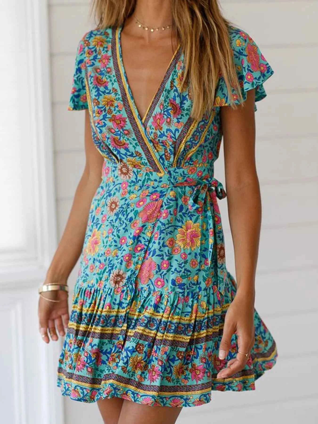 Surplice Flutter Sleeve Mini Dress 5a5f3eb71bda440eb00b2d506d3fa2cc-Max-Origin