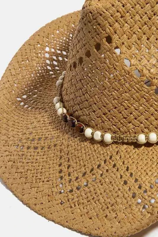Fame Mixed Beaded Strap Western Fedora Straw Hat 5a70a6e2-ac4e-49b8-938f-5db8501892a5-Max-Origin