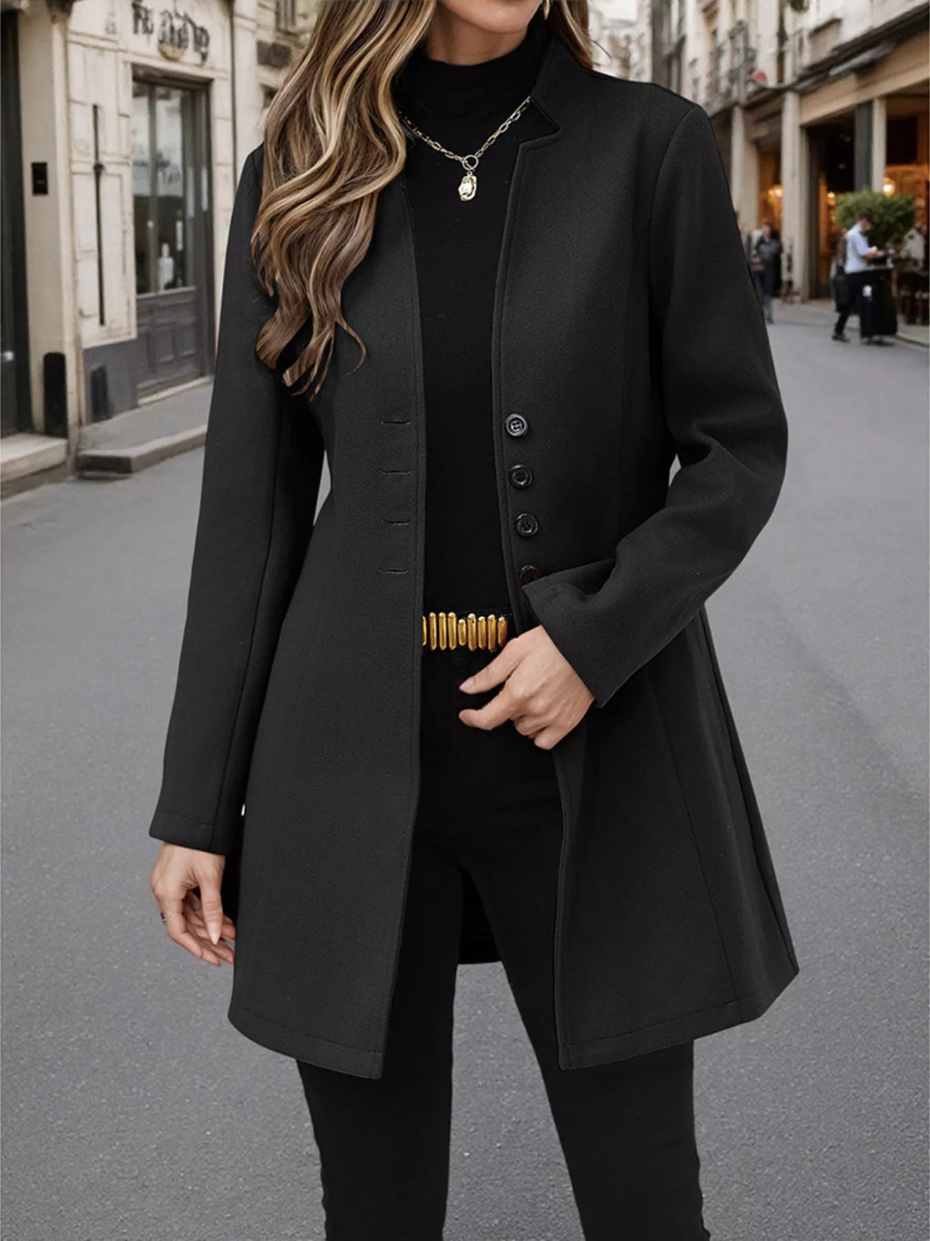 Button Up Long Sleeve Coat Black 5a84bf87432649ceaa1d247fb32d8c56-Max-Origin