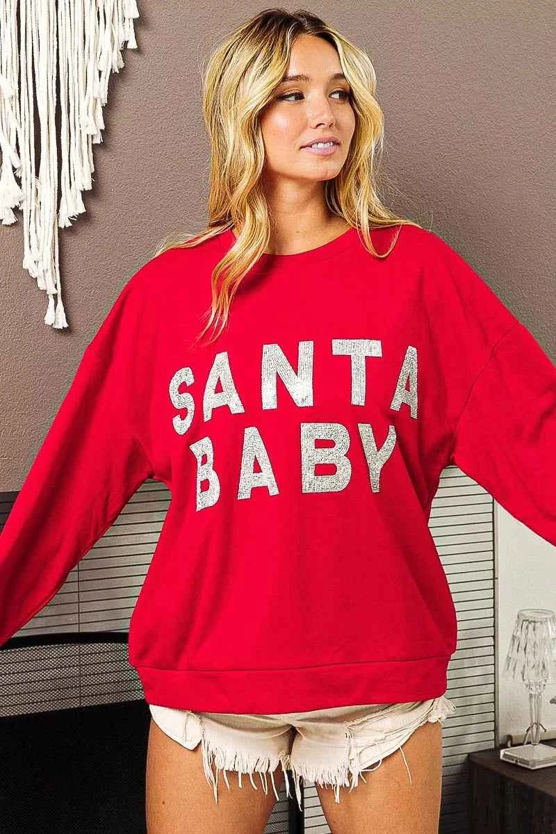 BiBi Santa Baby Lettering Christmas Sweatshirt 5a8e3613ccd444649f61b45a2853eb48-Max-Origin