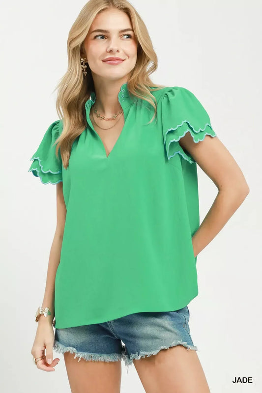 Scalloped Ruffle Sleeve Top JADE 5a8eeecf-a4f5-4dc1-a057-595116226cd4-Max-Origin