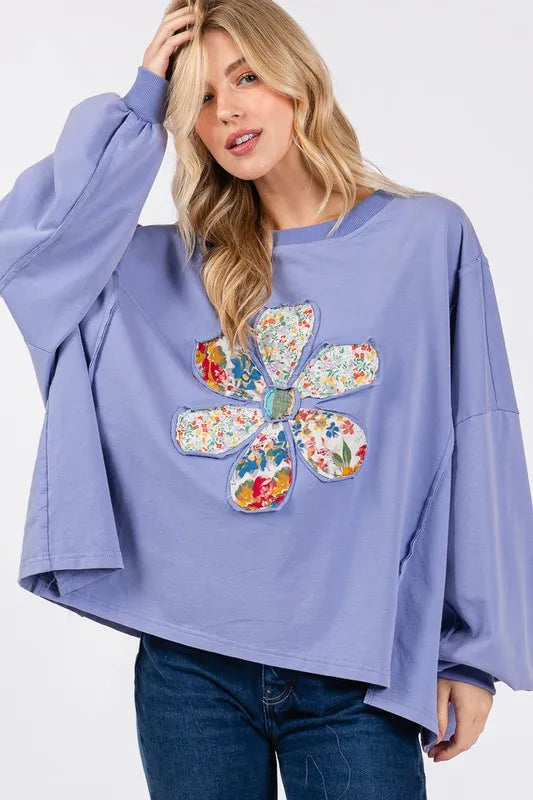 SAGE + FIG Flower Patch Dropped Shoulder Oversize Top 5a928c1f-9dac-4f32-8f3f-459c25173026-Max
