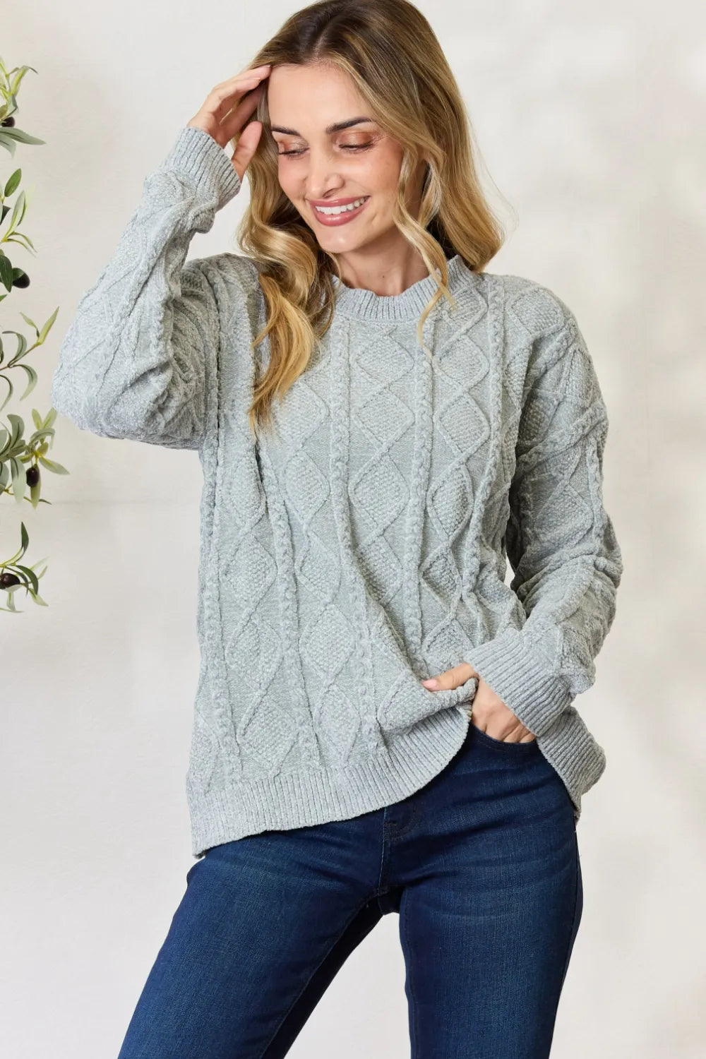 BiBi Cable Knit Round Neck Sweater 5a9d93b0-86c0-4519-b6e7-178c99d507c4-Max