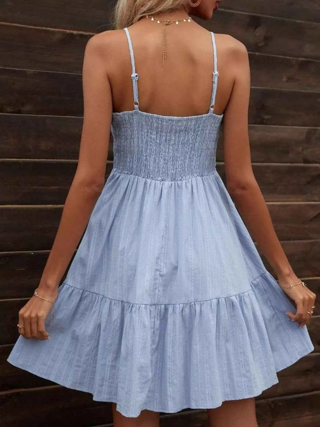 Smocked V-Neck Tiered Dress 5a9e5682-a72c-45c7-b1ab-13566878d42e-Max-Origin