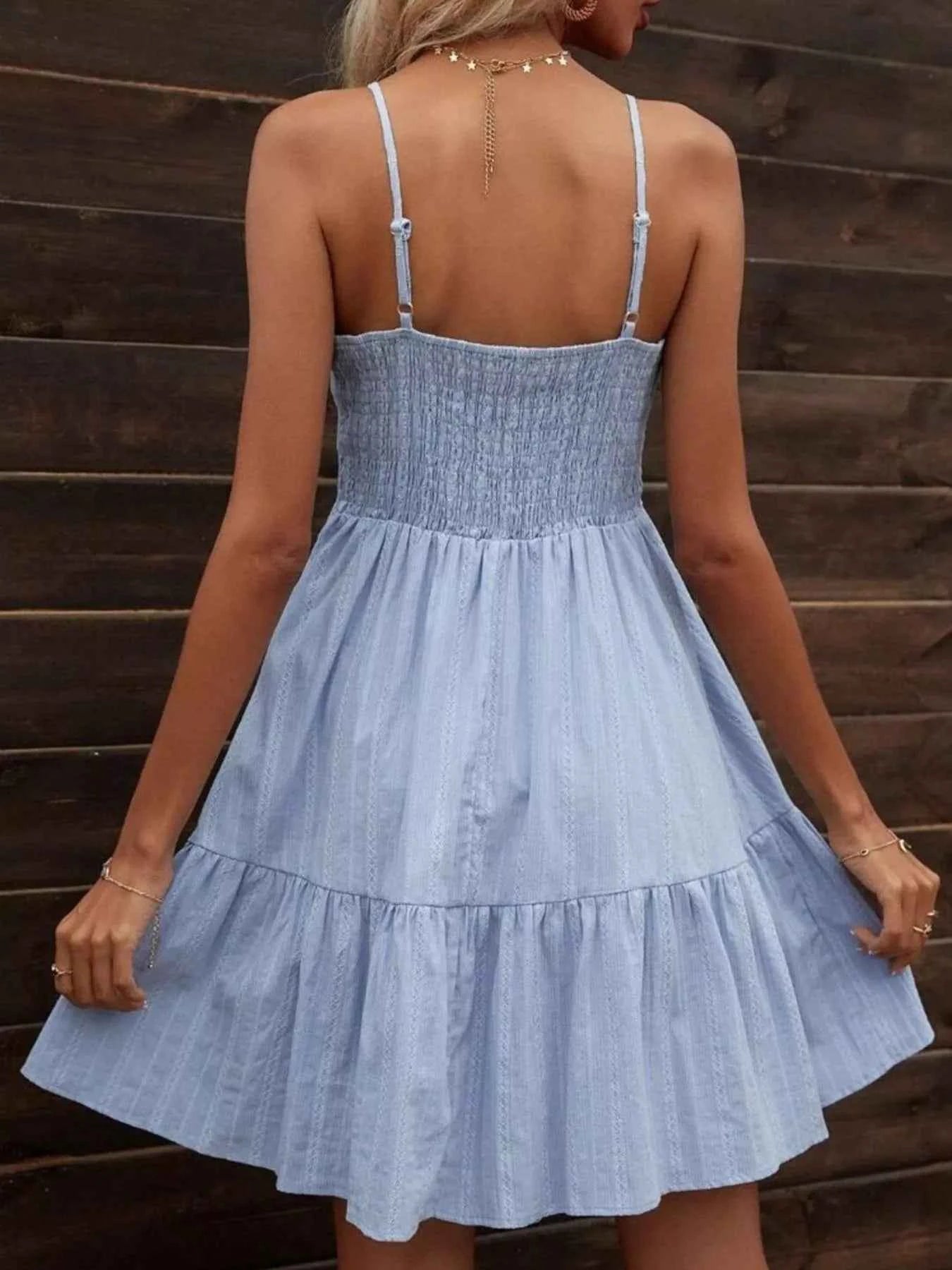 Smocked V-Neck Tiered Dress 5a9e5682-a72c-45c7-b1ab-13566878d42e-Max-Origin