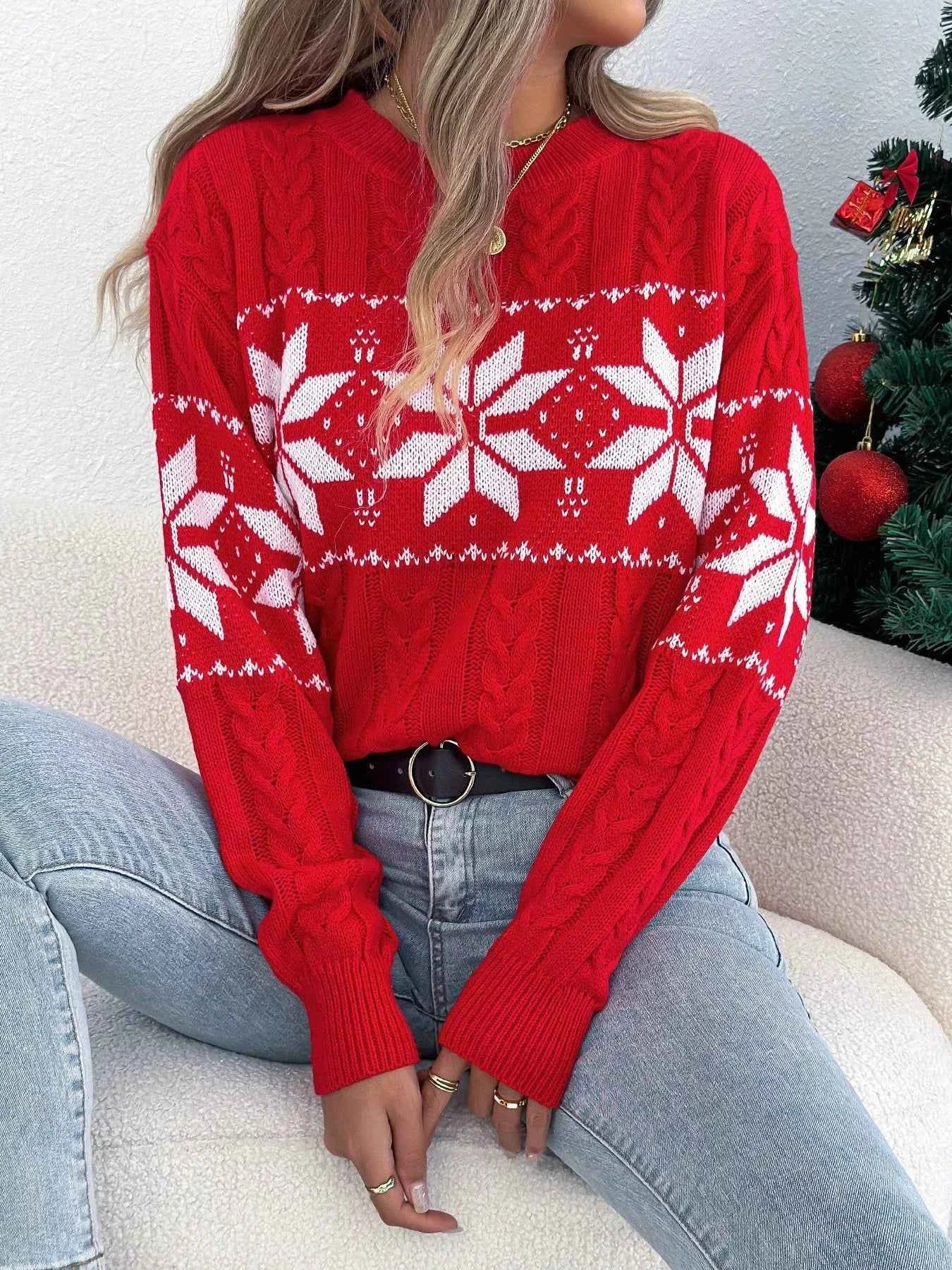 Christmas Snowflake Cable Knit Sweater 5a9f924d-612f-4128-ace3-89bd853350ed-Max-Origin