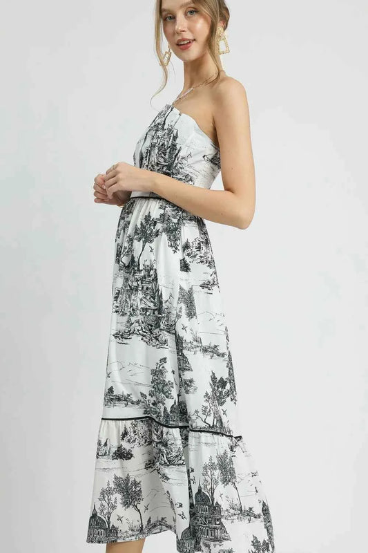 Printed Tiered Tube Midi Dress 5aa2db6e-4fc7-444d-b86b-2cc250864a73-Max-Origin