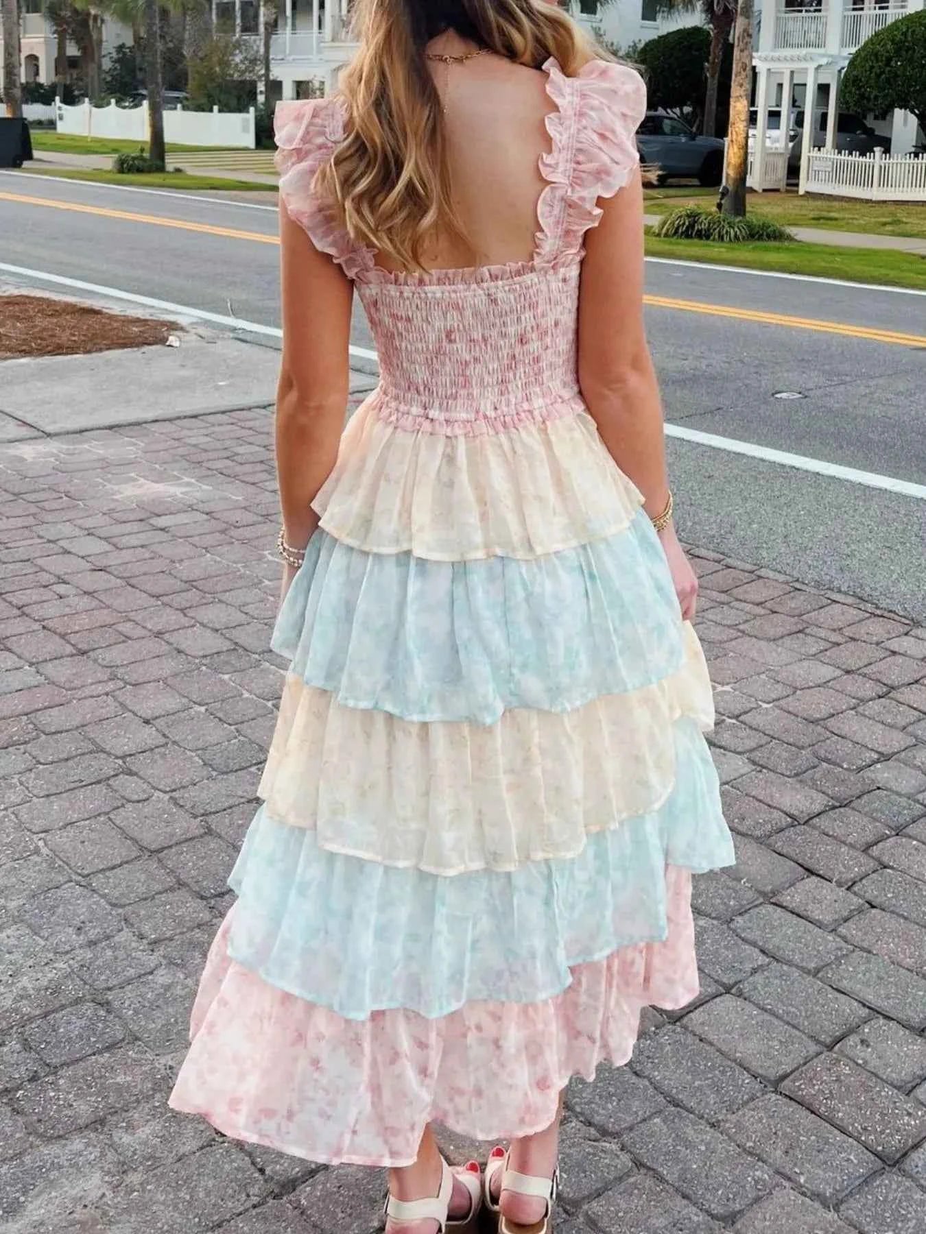 Smocked Ruffle Layered Floral Midi Dress 5aa8ac59-1744-4786-8ced-9317bc350204-Max-Origin