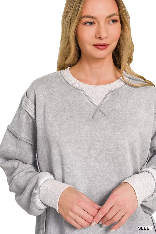 Fleece Acid Washed Contrast Trim Pullover 5abefe9d-dba5-432d-8c47-0e51839c961d-Max-Origin