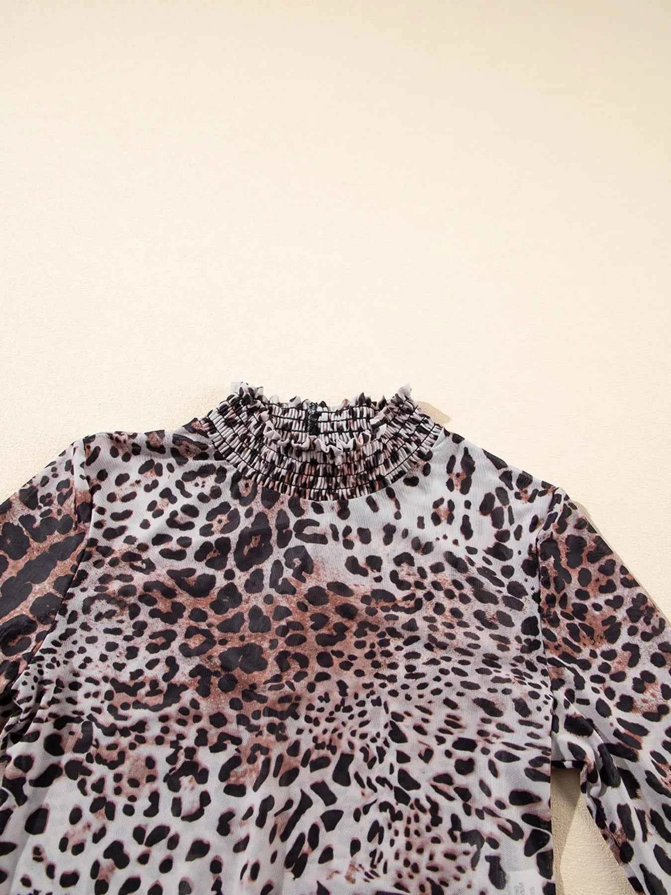 Leopard Print Long Sleeve Mock Neck Bodysuit 5ac10bc5-edbd-4ebb-9d71-ce90aff16bee-Max-Origin