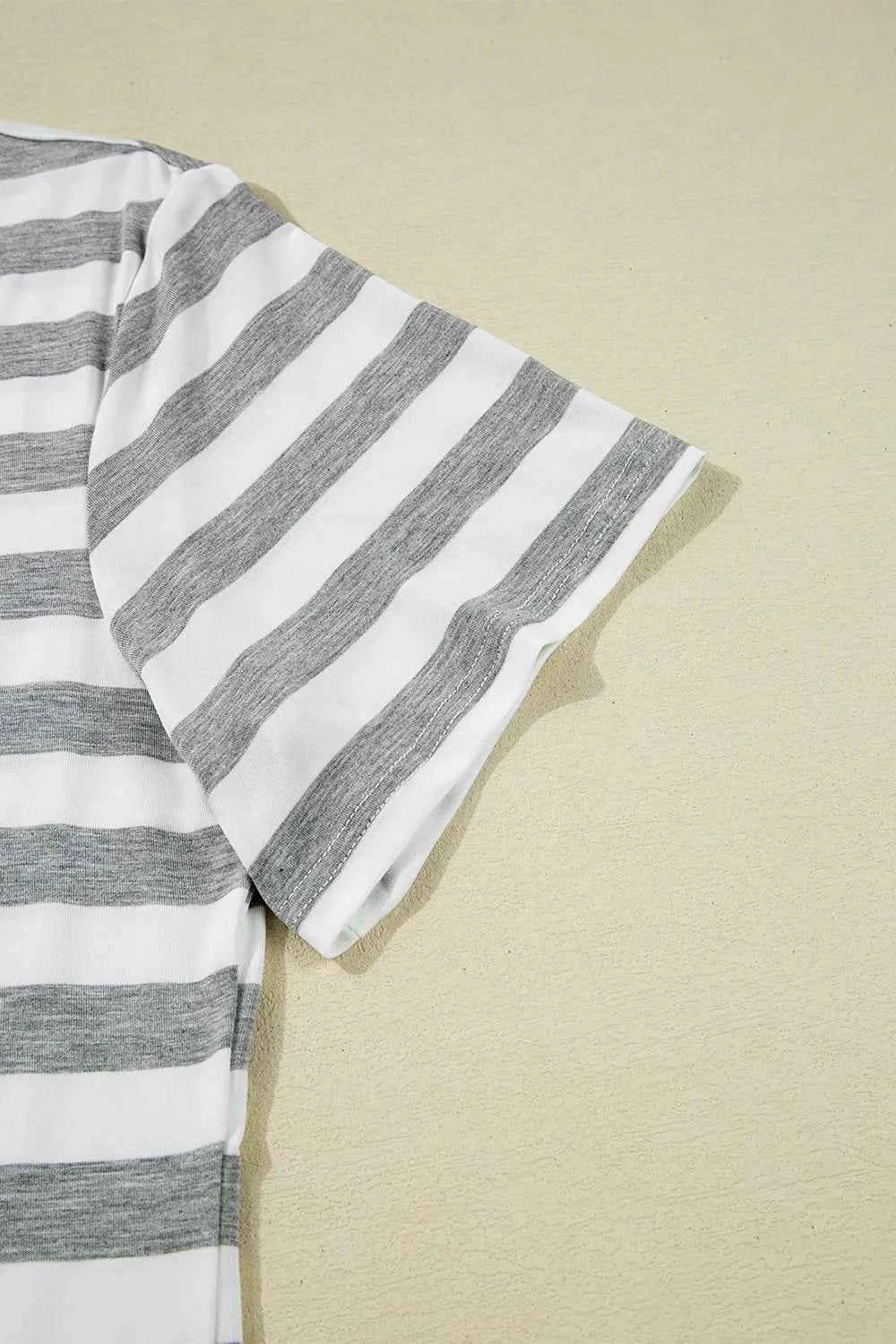 Casual Striped V-Neck Midi T-Shirt Dress 5ac141fb-1af8-4338-b0f6-8a5a933e312a-Max