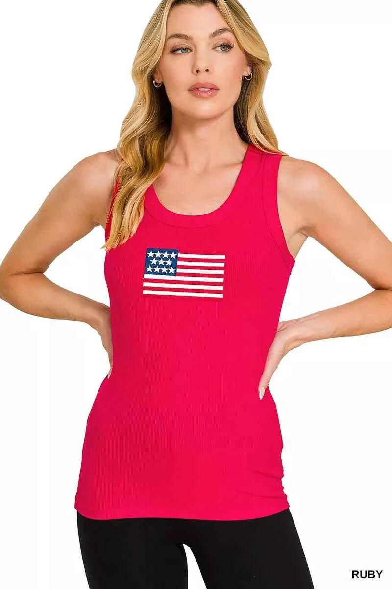 Zenana Ribbed American Flag Scoop Neck Tank Top RUBY 5ac79f7191754339a7c1b340f449d72c-Max-Origin