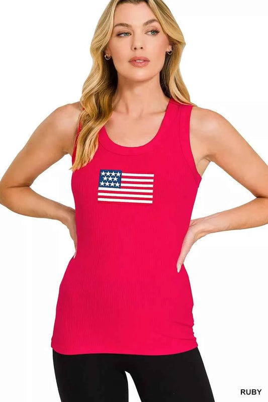 Zenana Ribbed American Flag Scoop Neck Tank Top RUBY 5ac79f7191754339a7c1b340f449d72c-Max-Origin