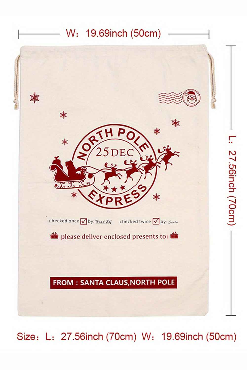 White Reindeer Drawstring Closure Christmas Party Favor Gift Bag 5acc85e34634a8f3